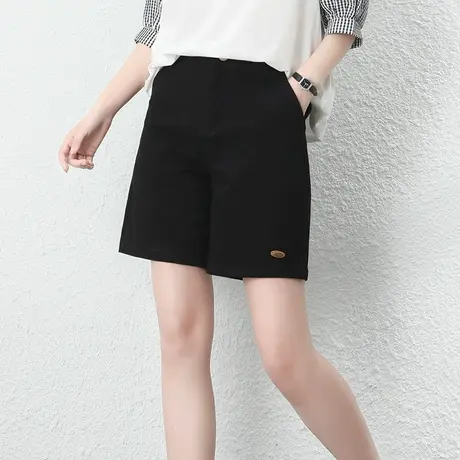 韩潮袭人宽松黑色直筒短裤热裤子女2024夏新款显瘦休闲裤阔腿裤薄商品大图