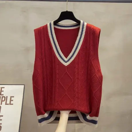 v领麻花针织马甲背心女2025春秋新款宽松上衣外穿马夹毛衣坎肩潮商品大图