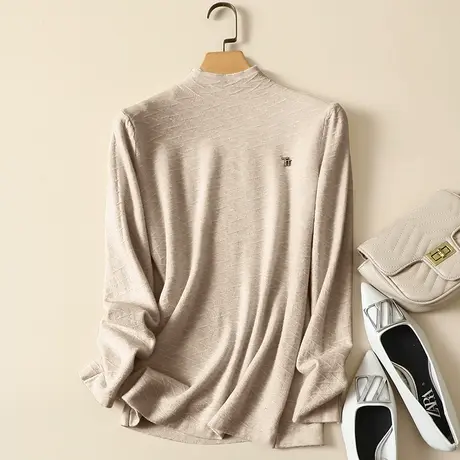 半高领毛衣套头打底衫女秋冬2023年新款内搭爆款百搭洋气针织衫女商品大图