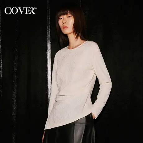 COVER冬季艺术树叶针织提花机理羊毛衫商品大图