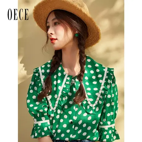 Oece娃娃领波点衬衫春夏季新款女装法式小众上衣女春气质小衫图片