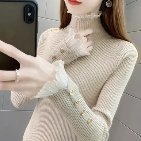 女士半高领毛衣女小个子内搭冬季2023年新款爆款洋气时尚打底衫女商品大图