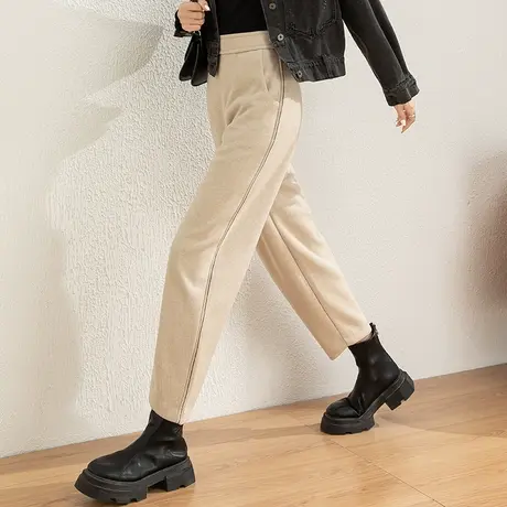 毛呢裤子女秋冬2024新款镰刀裤小个子九分老爹裤哈伦裤冬季休闲裤商品大图