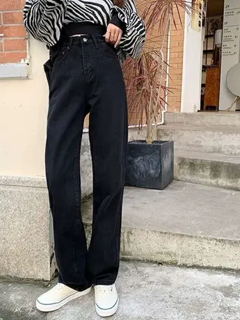 清仓捡漏牛仔裤高腰显瘦女垂感阔腿裤2023春秋百搭宽松直筒裤潮图片