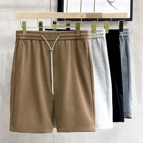 短裤男夏季潮牌宽松松紧腰华夫格针织休闲运动五分裤ins港风裤子商品大图