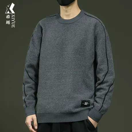 希越12针美式复古保暖毛衣男2023冬季新款男士宽松大码外套针织衫商品大图