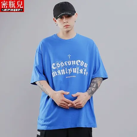 密瓶儿大码潮牌t恤男夏季男士胖子上衣加肥加大青少年短袖男宽松商品大图
