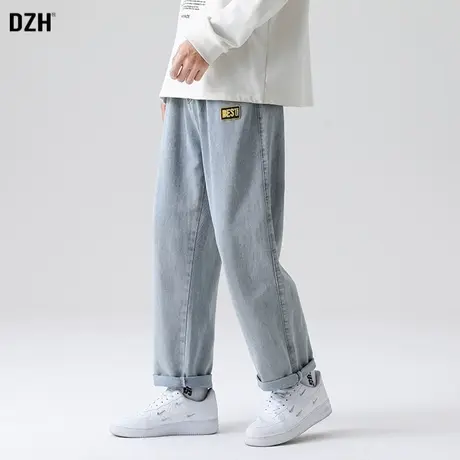 男士浅色牛仔裤男秋季直筒宽松坠感阔腿长裤子2023新款痞帅牛子裤商品大图