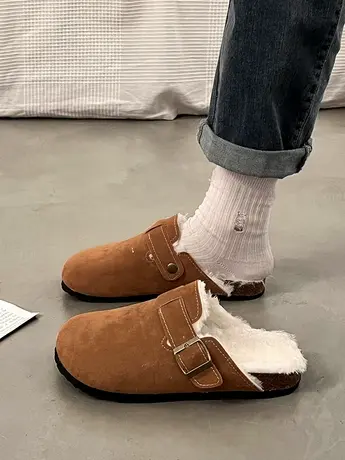 勃肯鞋女包头半拖鞋女外穿2023新款秋冬季爆款加绒博肯鞋孕妇鞋子商品大图