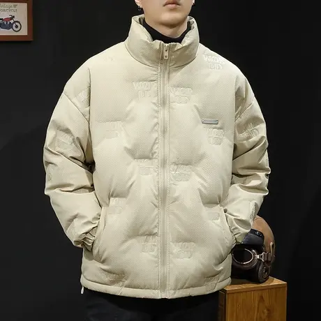 白鸭羽绒服男冬季立领2023新款大码男装男士工装潮牌外套加肥加大商品大图