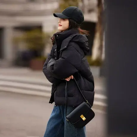 时尚气质通勤保暖短款棉服女士2023年冬季新款百搭加厚上班族上衣商品大图