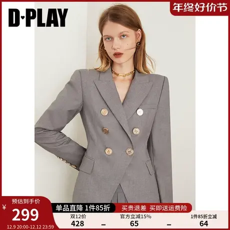 DPLAY【黑标】秋装新气质经典灰色学院风小西装气质显瘦短外套商品大图