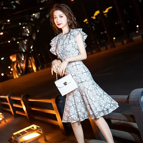 小礼服裙轻奢名媛法式洋装平时可穿鱼尾气质小个子连衣裙晚礼服女图片