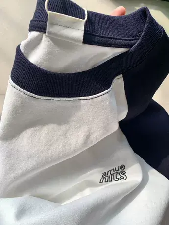 日系复古插肩撞色短袖t恤女夏季设计感小众宽松chic港味半袖上衣图片