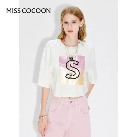 MISSCOCOON【持续机能旅程】24春新款定制醋酸渐变色印花截短T恤图片