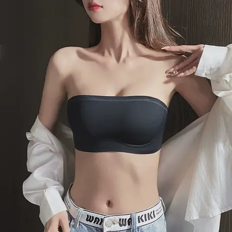 无肩带内衣女防滑聚拢抹胸防走光薄款内衣女夏季无钢圈隐形文胸商品大图