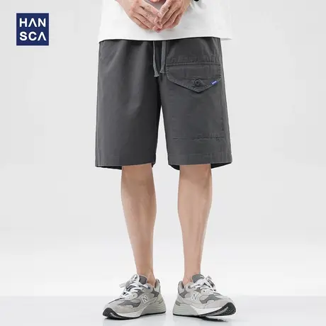hansca夏季潮牌工装短裤男纯棉重磅复古水洗休闲大码运动五分裤子商品大图