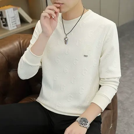 圆领卫衣男2023新款长袖T恤打底衫潮流时尚帅气休闲百搭体恤上衣商品大图