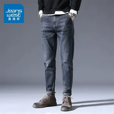 KZ真维斯春季痞帅男裤子男士牛仔长裤修身小脚春秋款男装2024新款商品大图
