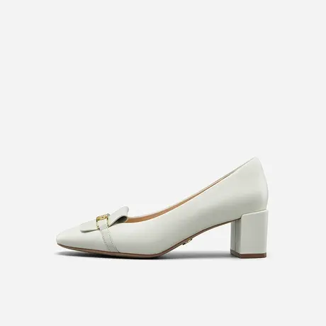 Nine West/玖熙2023年春夏新款高跟鞋女99太极金扣浅口粗跟女鞋图片