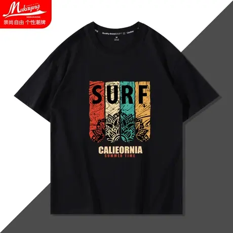 短袖男潮牌潮流国潮港风小众设计高级感t恤宽松夏季学生情侣上衣图片