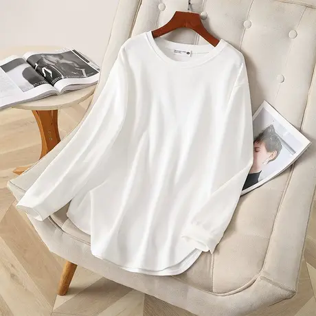 2023年新款大码女装秋季胖mm休闲百搭上衣圆领长袖T恤女潮12599图片