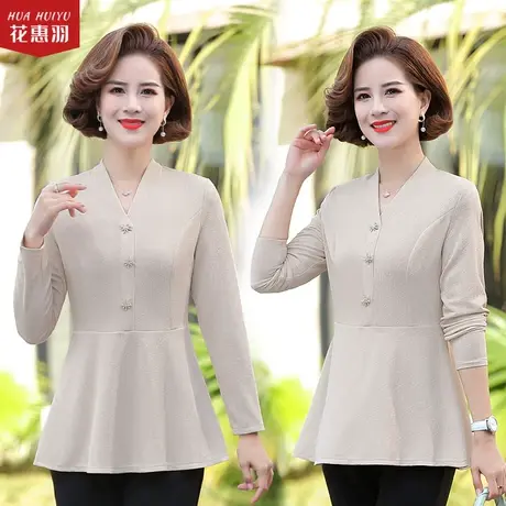 年轻妈妈春装修身上衣洋气40岁50中年毛衣女春秋漂亮打底小衫薄款商品大图