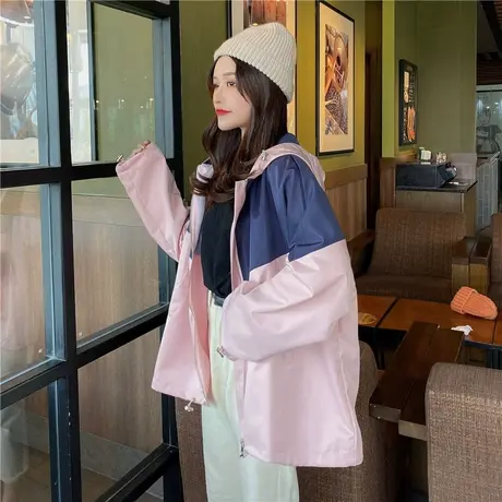防晒衣女连帽学生韩版春秋薄款外套夏季新款原宿风bf宽松百搭夹克图片