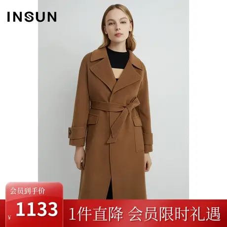 恩裳2022冬季纯羊毛绒感双面呢舒适弹性直筒毛呢外套商品大图