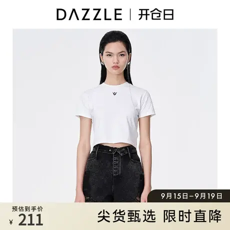 DAZZLE地素奥莱 春夏立体字母印花显瘦短袖T恤女2D2B3011B商品大图