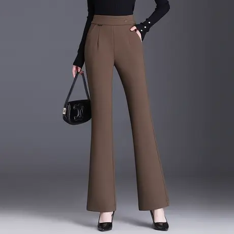 韩版微喇裤女秋季2023新款高腰职业长裤显瘦垂感通勤休闲喇叭裤子商品大图