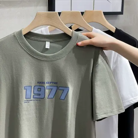 男士短袖2023新款潮流日系宽松五分袖半袖体恤学生潮牌t恤男夏季图片