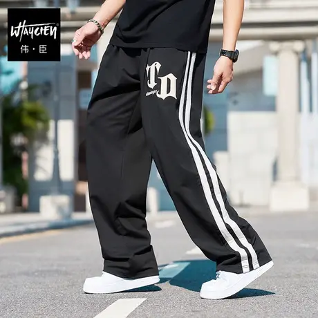 伟臣2023春夏新品薄款大码休闲裤男胖子加肥加大宽松小脚印花长裤商品大图