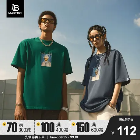 Lilbetter梵高联名自画像短袖男夏季体桖衫欧美潮牌t恤复古体恤衫图片