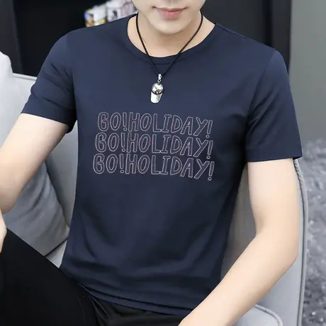 莫代尔短袖t恤男潮流夏季冰丝凉感上衣服透气速干半袖圆领体恤衫商品大图