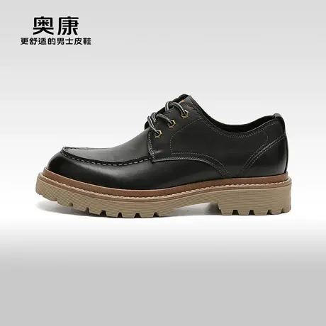 【万步系列】奥康男鞋春秋款休闲皮鞋潮流厚底大头工装鞋图片