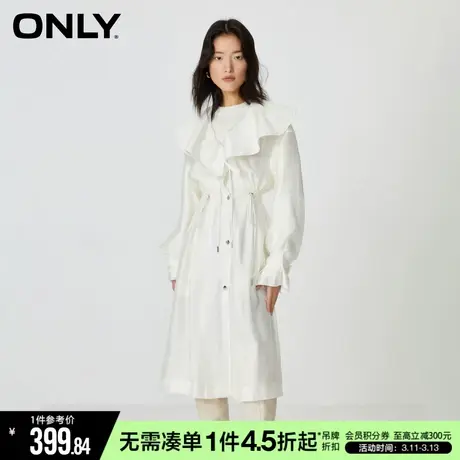 ONLY夏季学院风娃娃领宽松中长款风衣外套女|123336027商品大图
