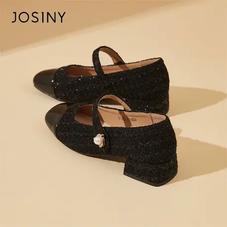 Josiny/卓诗尼小香风玛丽珍女鞋2024年新款法式小皮鞋粗跟高跟鞋商品大图