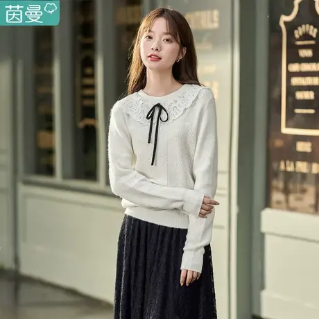 茵曼旗舰店2022流行新款毛衣上衣森系复古奶甜系针织女秋冬内搭图片