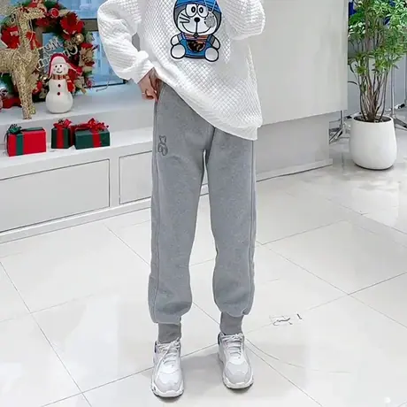 2023秋季新款卡通小熊刺绣卫裤女高腰宽松薄款束脚休闲百搭裤子潮商品大图