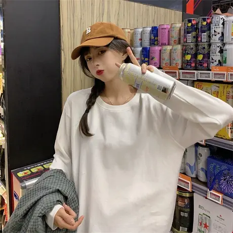 加厚磨毛长袖T恤女秋冬季2023新款德绒洋气内搭白色打底衫上衣ins商品大图