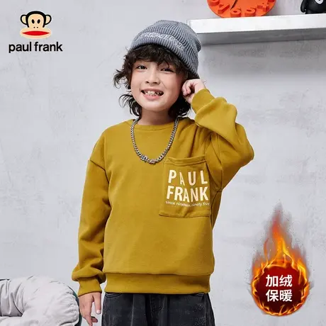 大嘴猴童装男童加绒卫衣2023秋冬新品中大童圆领打底衫保暖上衣商品大图