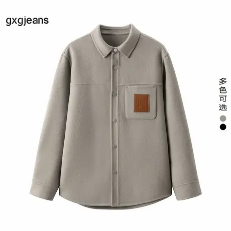gxg.jeans男装 多色口袋设计通勤休闲宽松翻领短大衣外套男士图片