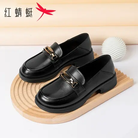 红蜻蜓女鞋2025春季学院风厚底jk小皮鞋时尚休闲百搭马衔扣乐福鞋商品大图