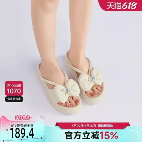戈美其夏季拖鞋女外穿2025厚底人字拖绝美蝴蝶结凉拖鞋防滑沙滩鞋图片