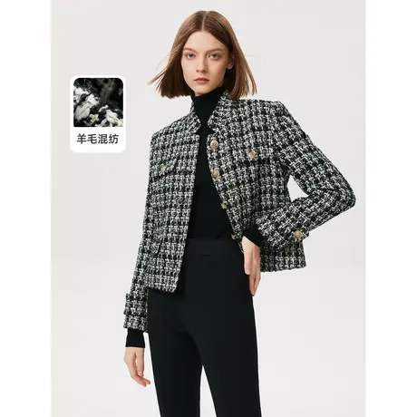朗姿法式复古小香风羊毛POLO领短款高级感上衣秋冬季新款短外套女商品大图