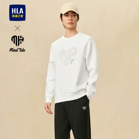 HLA/海澜之家亦心即为系列卫衣24春新款弹柔珠地圆领柔软上衣男商品大图