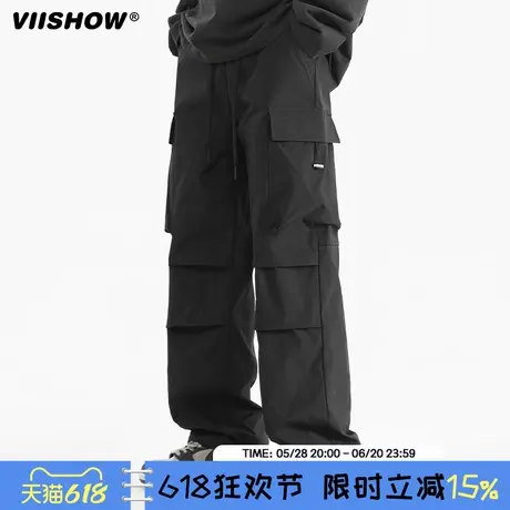 VIISHOW防水冬季2024工装冲锋裤男士秋冬黑色拉链大口袋登山裤子商品大图