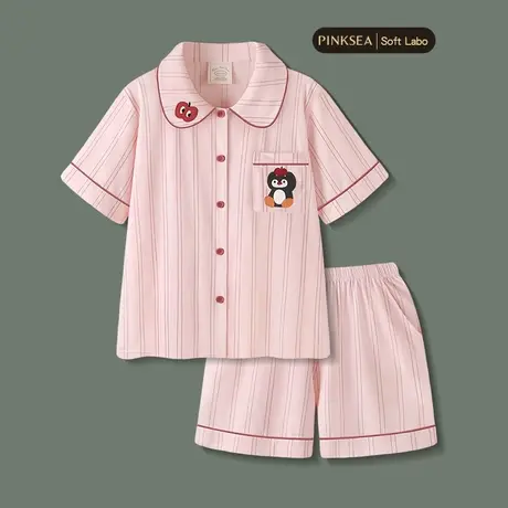 Pinksea睡衣女款夏可爱企鹅短袖短裤家居服新款女士夏季薄款套装商品大图