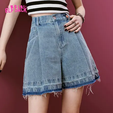 妖精的口袋高腰a字牛仔短裤女2023夏季新款宽松阔腿显瘦小个子潮图片